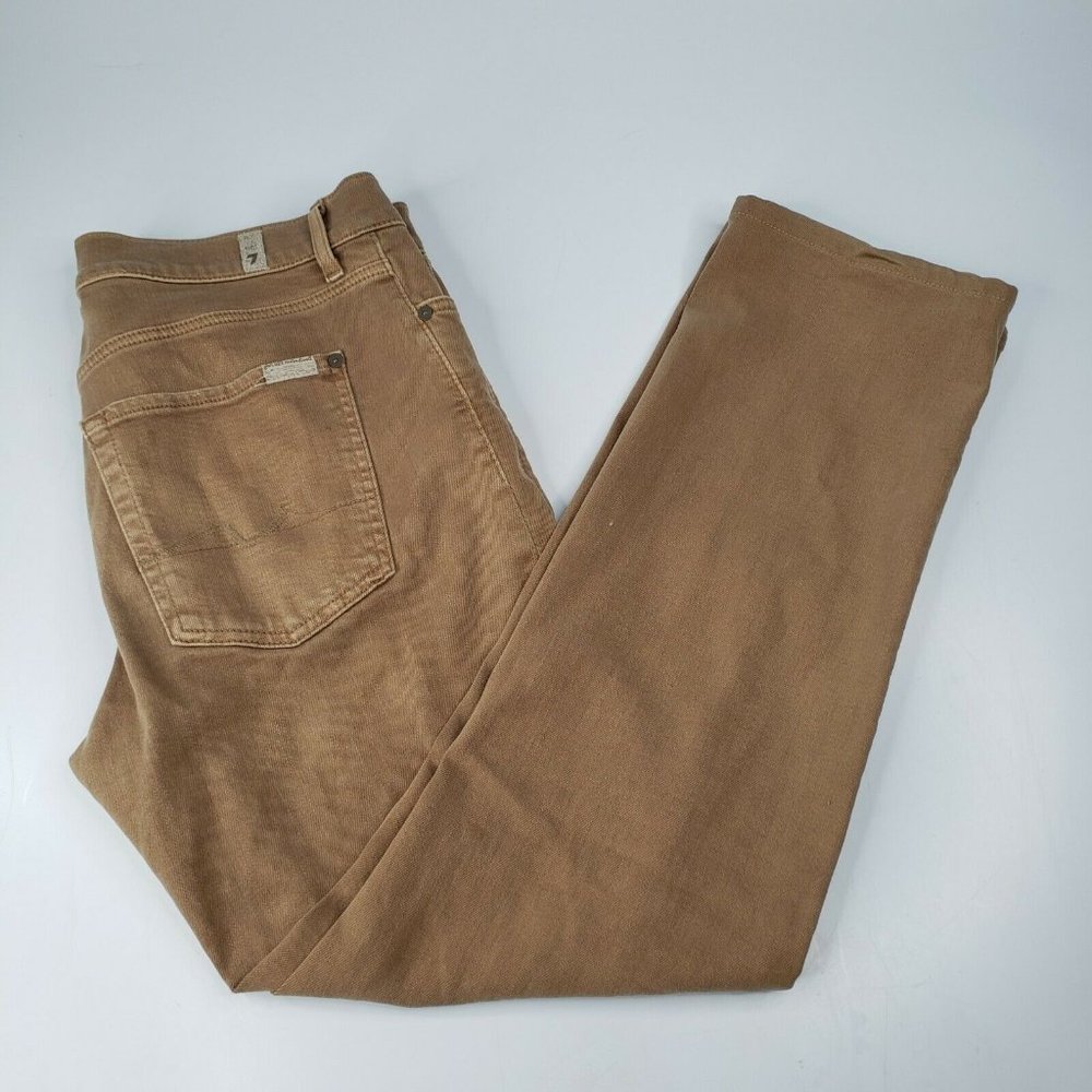 7 For All Mankind Mens Brown The Slimmy Skinny Jeans Pants Size 36 X 29
